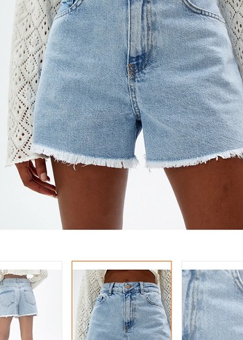 Kadın Beyaz yırtık Detaylı Şort - Görsel 5