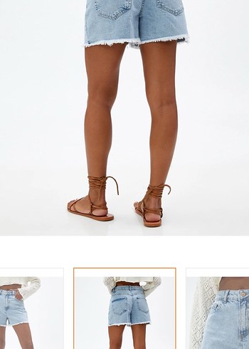 Kadın Beyaz yırtık Detaylı Şort - Görsel 4