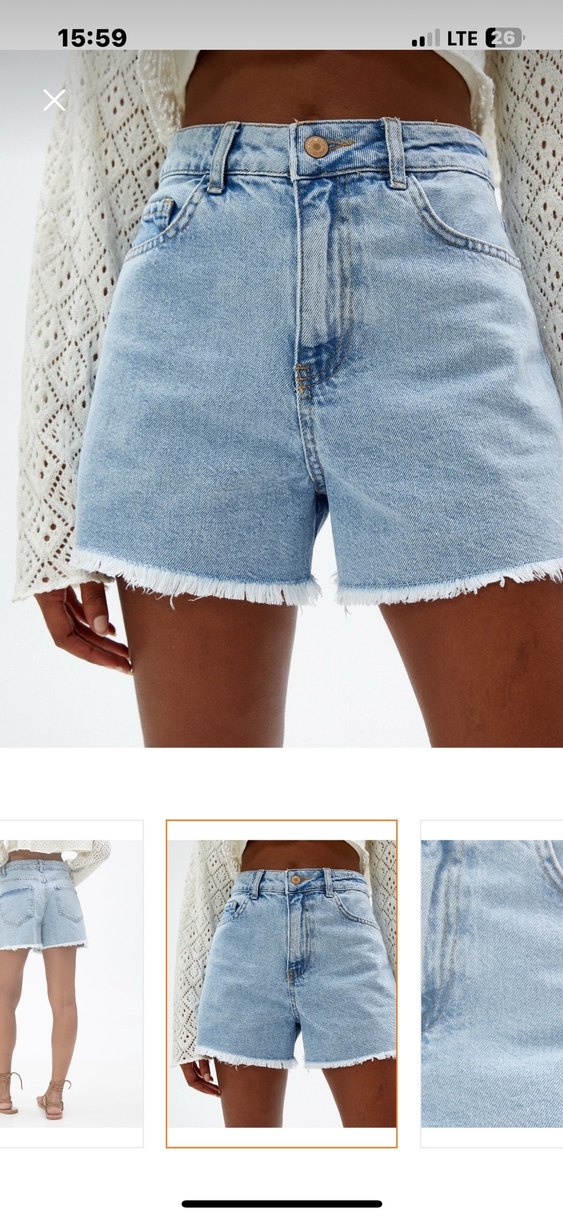 Kadın Beyaz yırtık Detaylı Şort - Görsel 5