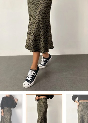 Leopar Desenli Midi Kadın Etek - Görsel 2
