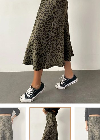 Leopar Desenli Midi Kadın Etek - Görsel 4