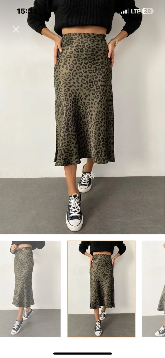 Leopar Desenli Midi Kadın Etek - Görsel 3