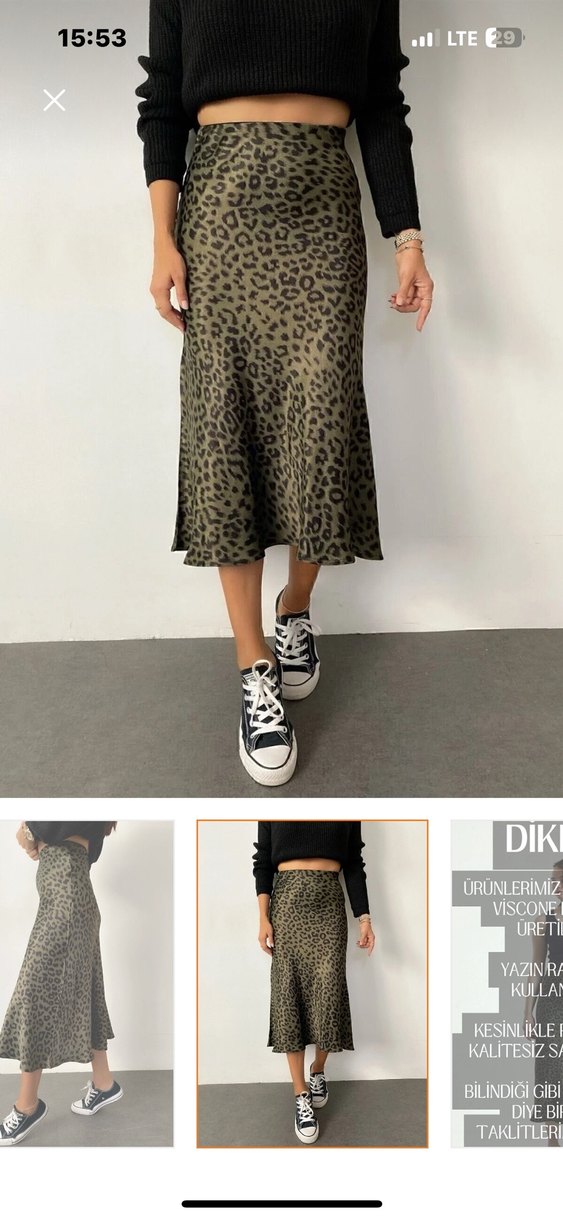 Leopar Desenli Midi Kadın Etek - Görsel 5