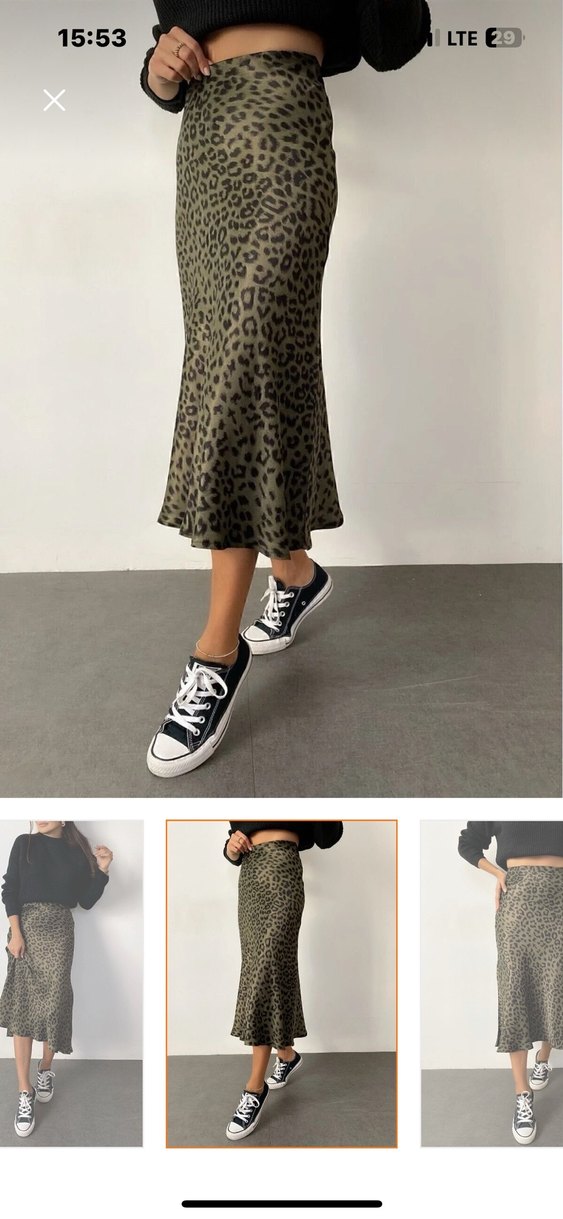 Leopar Desenli Midi Kadın Etek - Görsel 2