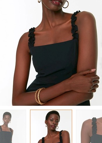 Siyah Mini Elbise - Görsel 3