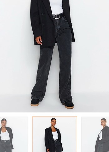 Antrasit yüksek bel jeans - Görsel 2