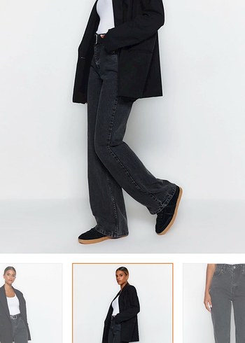 Antrasit yüksek bel jeans - Görsel 3