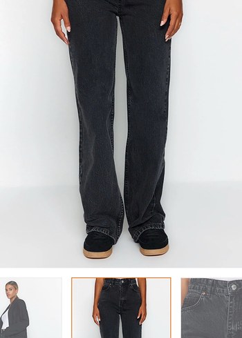 Antrasit yüksek bel jeans - Görsel 4