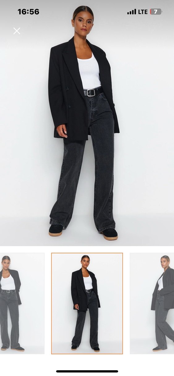 Antrasit yüksek bel jeans - Görsel 2