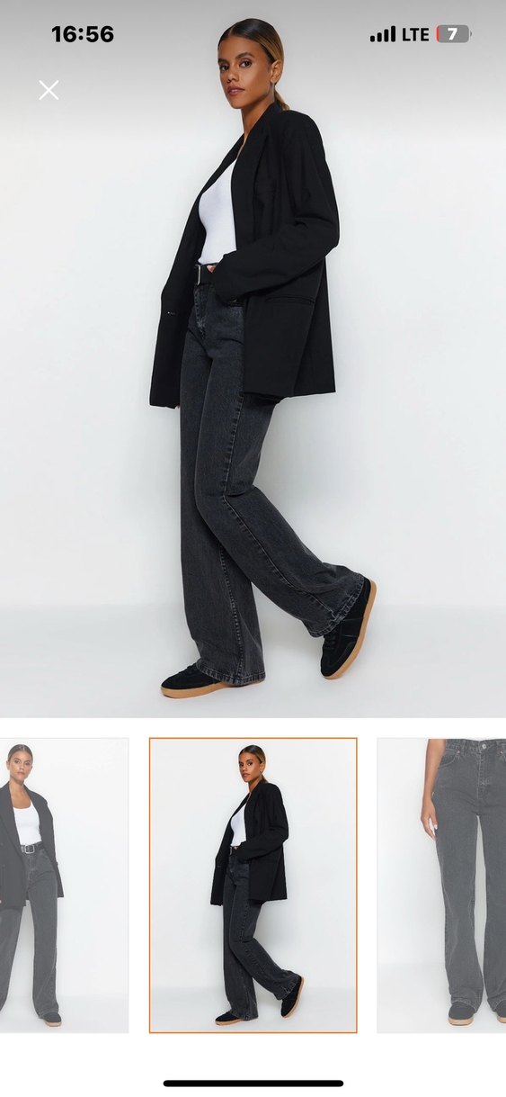 Antrasit yüksek bel jeans - Görsel 3