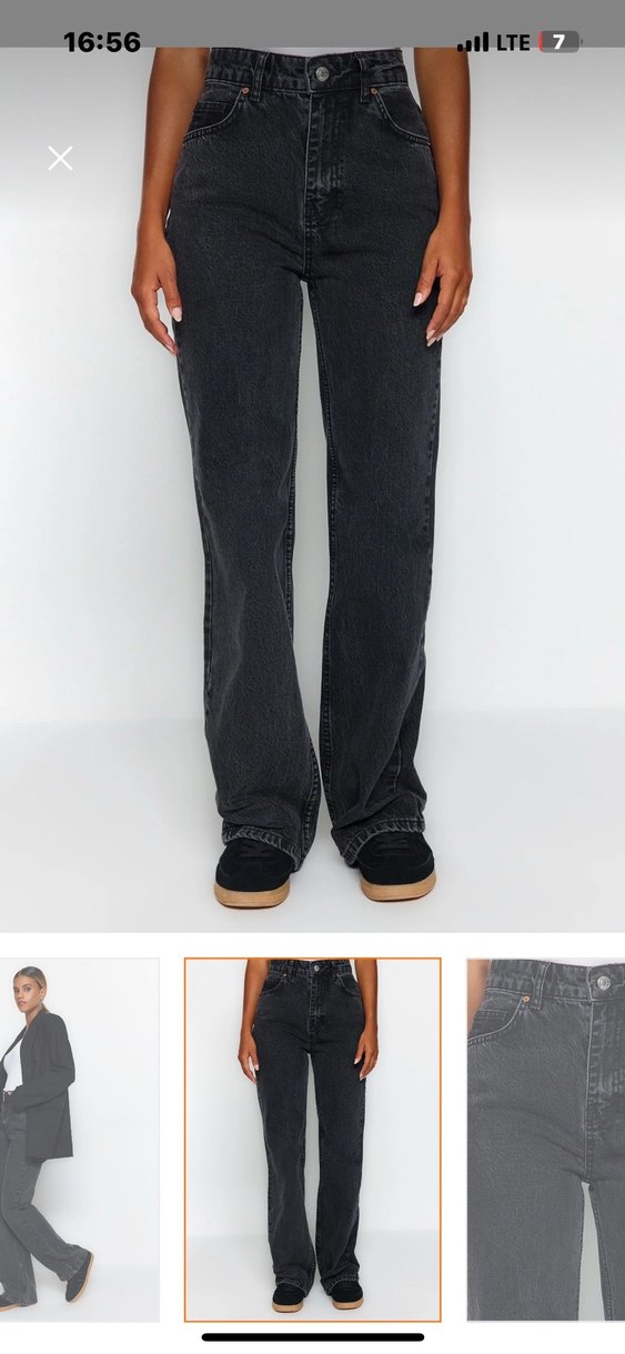 Antrasit yüksek bel jeans - Görsel 4