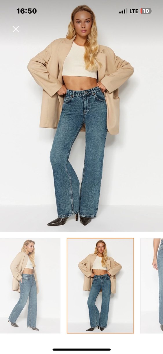 Kadın mavi soluk yüksek bel jeans - Görsel 3