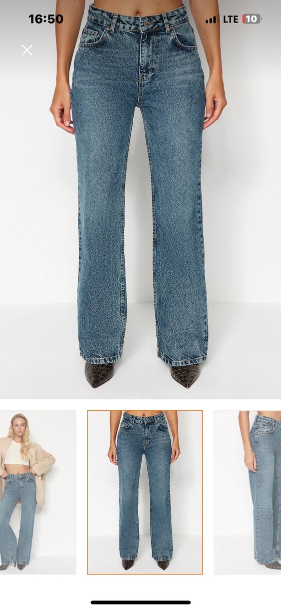 Kadın mavi soluk yüksek bel jeans - Görsel 4