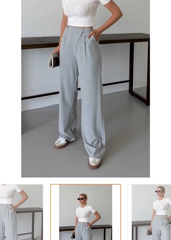 Gri palazzo Pantolon yüksek bel - Görsel 2