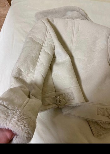 Bej Süet Kadın Ceket, Kürk Detaylı - Görsel 7