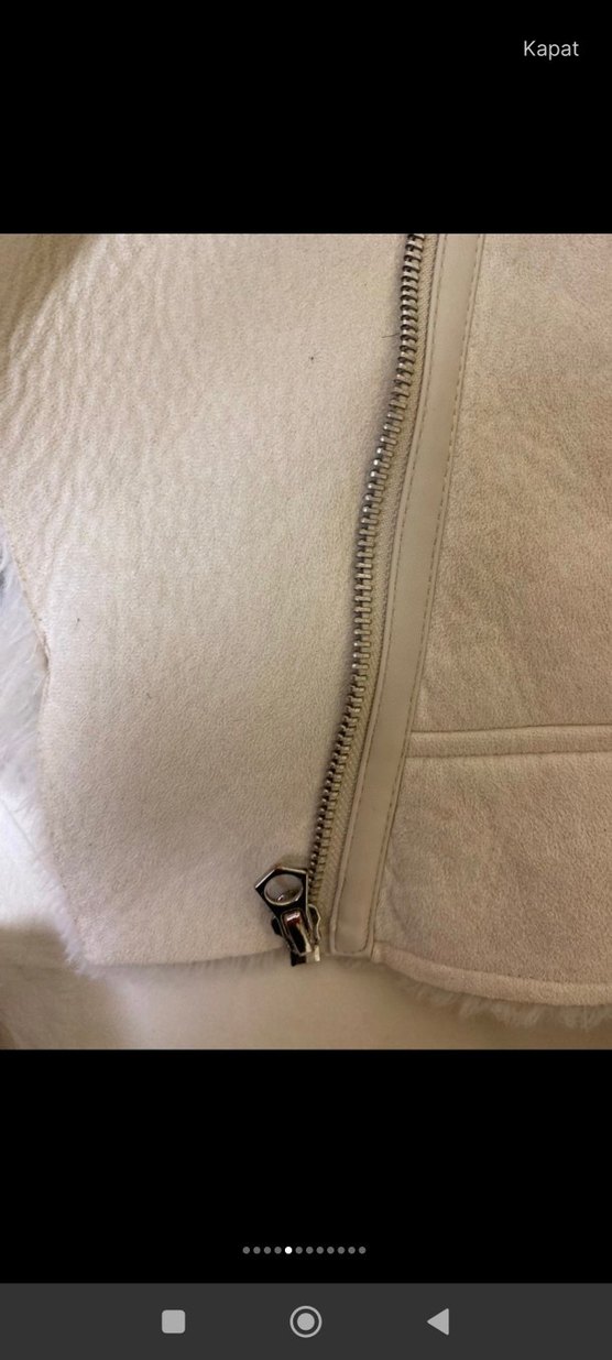 Bej Süet Kadın Ceket, Kürk Detaylı - Görsel 5