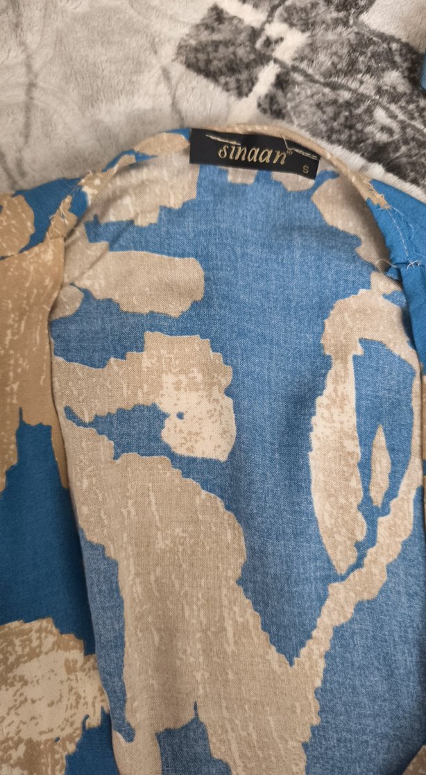 Mavi Desenli Bohem Kadın Kimono - Görsel 3