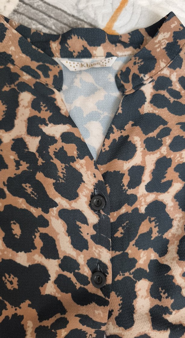 Leopar Desenli Kemerli gömlek - Görsel 4
