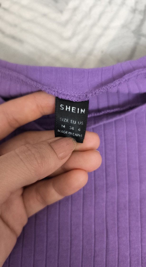 Mor Kısa Kollu Crop Top - Görsel 2