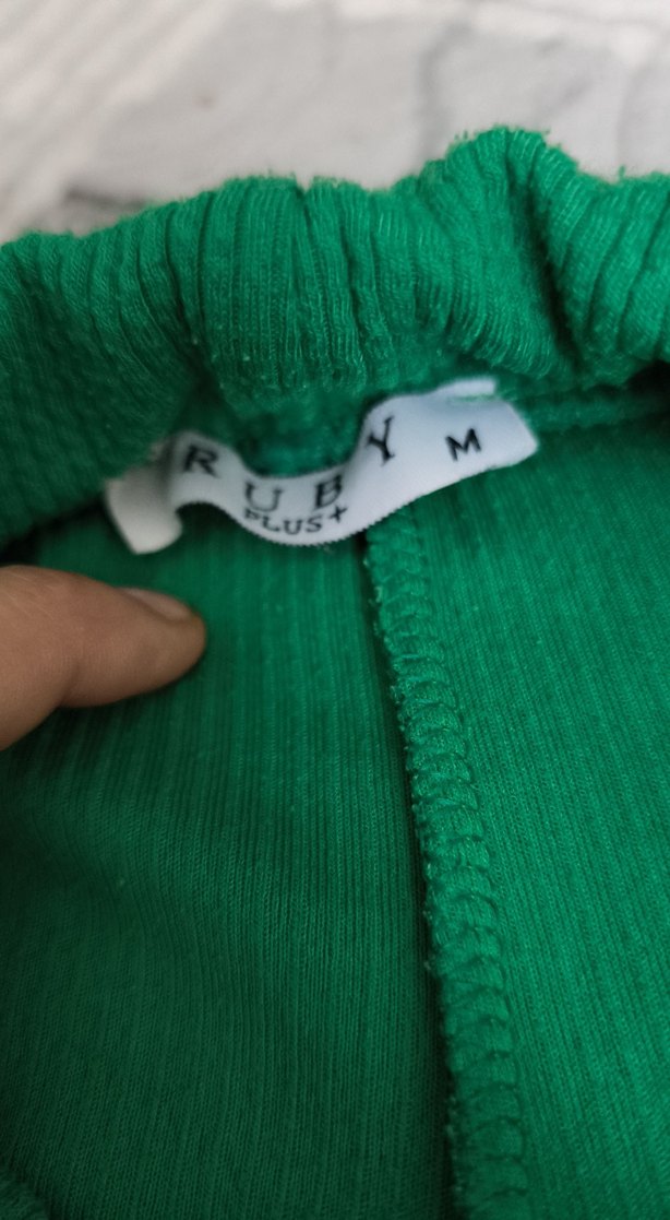 Yeşil Kadın Triko Kumaş Pantolon - Görsel 3