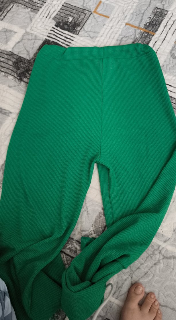 Yeşil Kadın Triko Kumaş Pantolon - Görsel 4