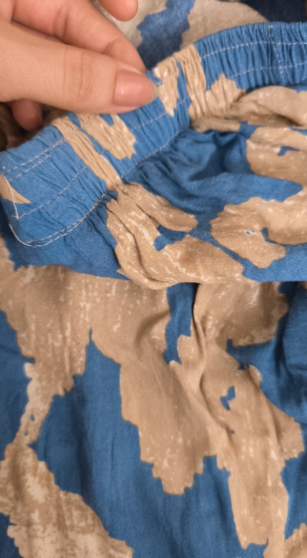 Kadın Mavi Desenli Bohem Pantolon - Görsel 3