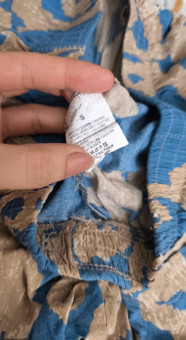 Kadın Mavi Desenli Bohem Pantolon - Görsel 2