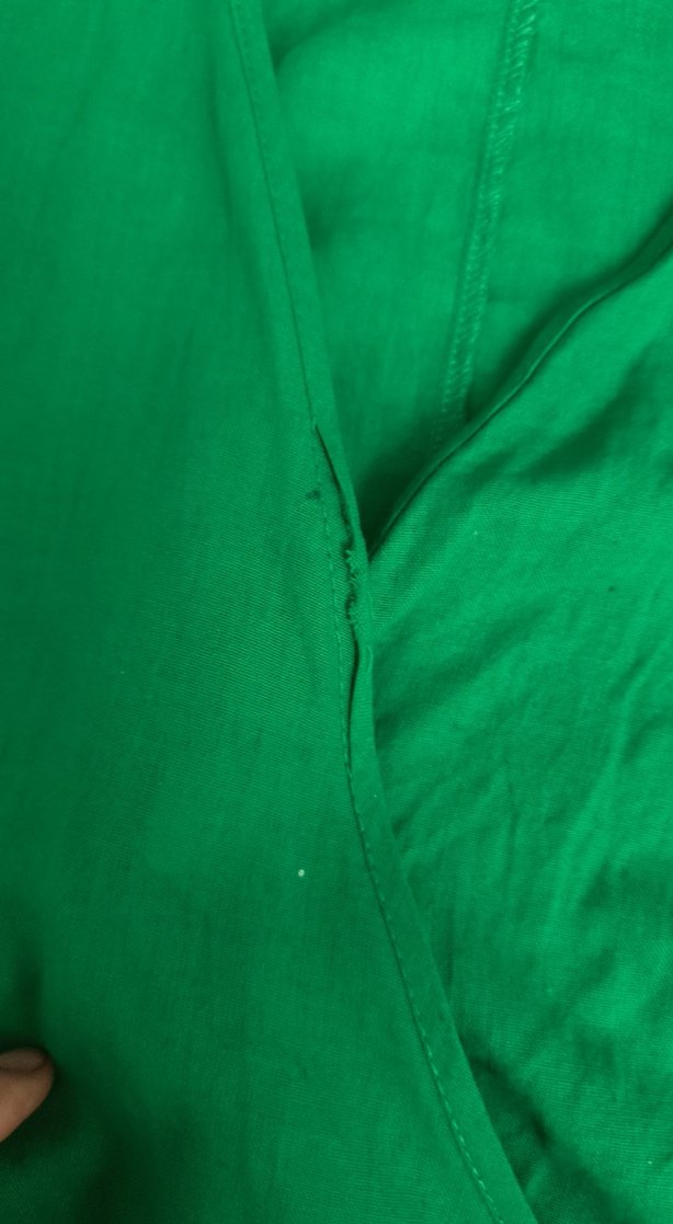 Yeşil Kısa Kollu Keten Bluz - Görsel 3