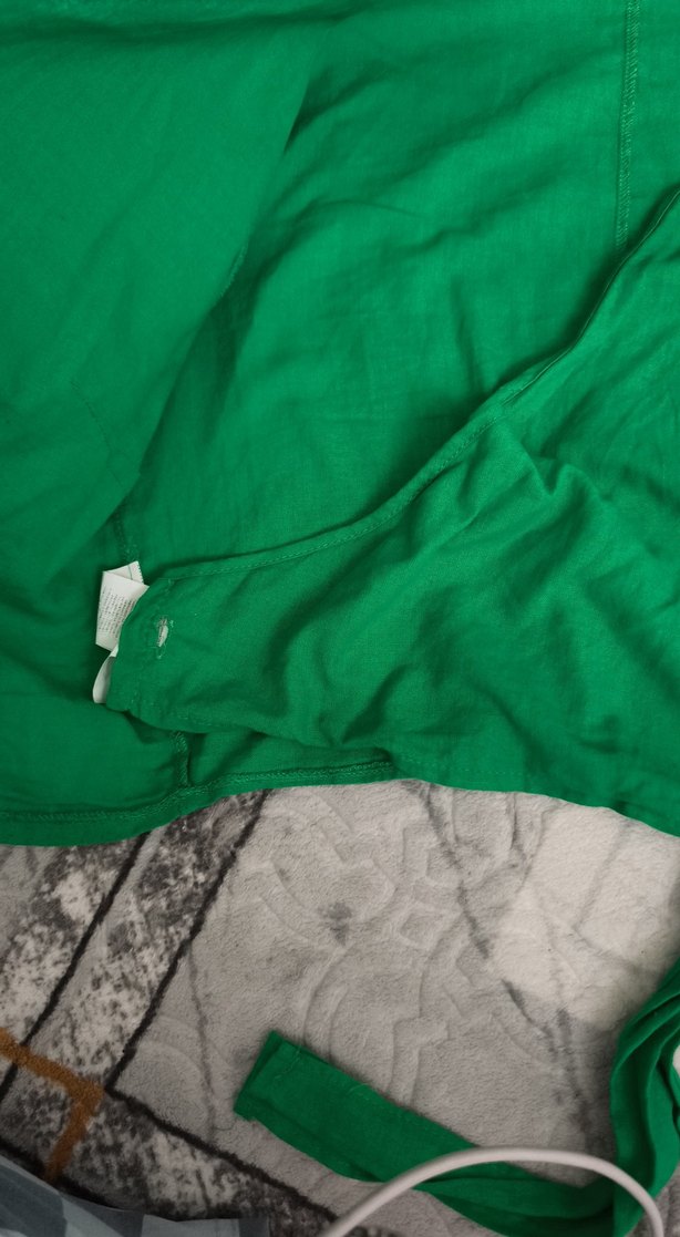 Yeşil Kısa Kollu Keten Bluz - Görsel 5