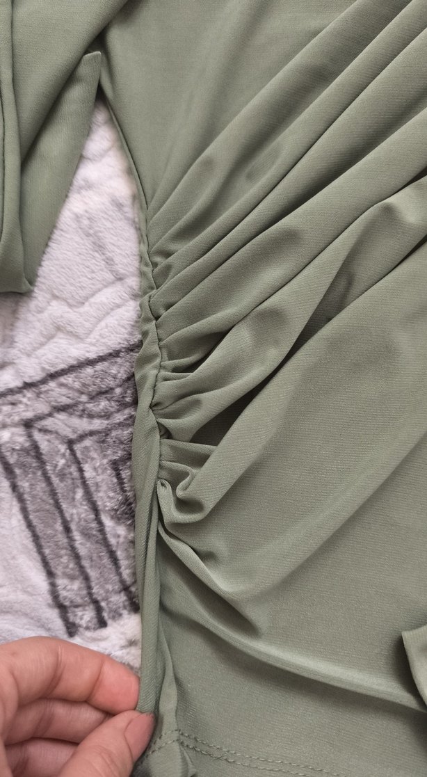 Drapeli Uzun Kollu Yüksek Yaka Kadın Bluz - Görsel 5