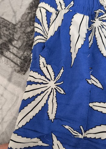 Zara Düğmeli Mavi Batik Desenli Kadın Şort