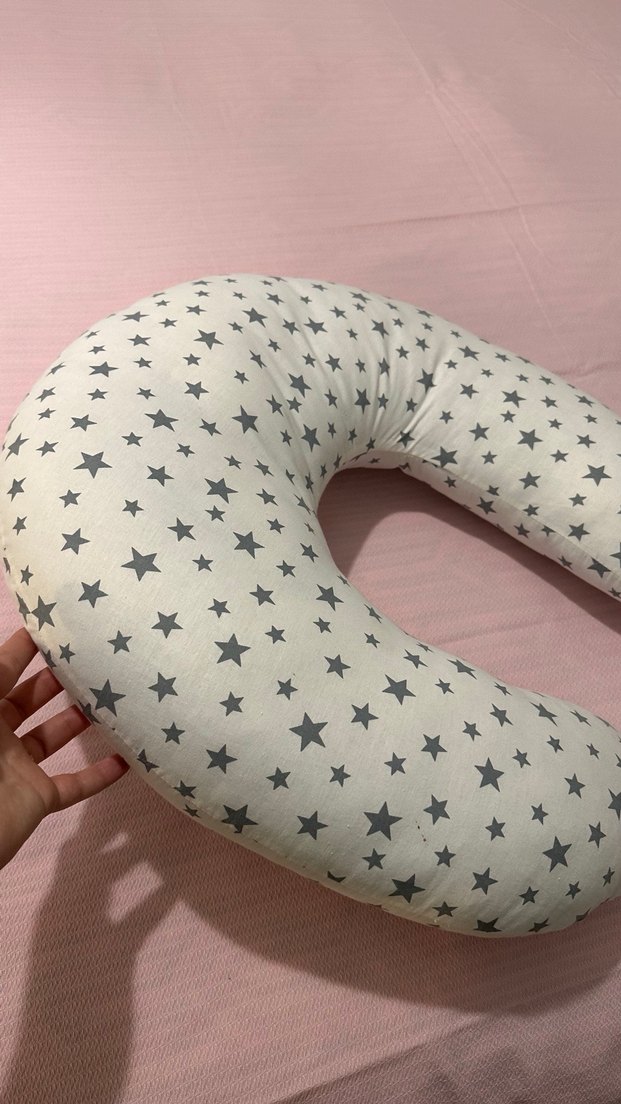 Gri Yıldız Desenli Emzirme ve Hamilelik Yastığı - Görsel 2