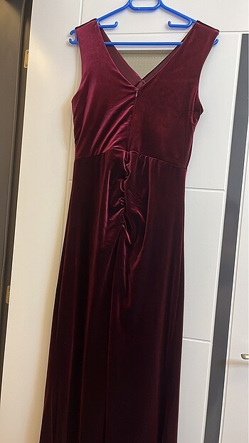 xl Beden bordo Renk Kadife Abiye