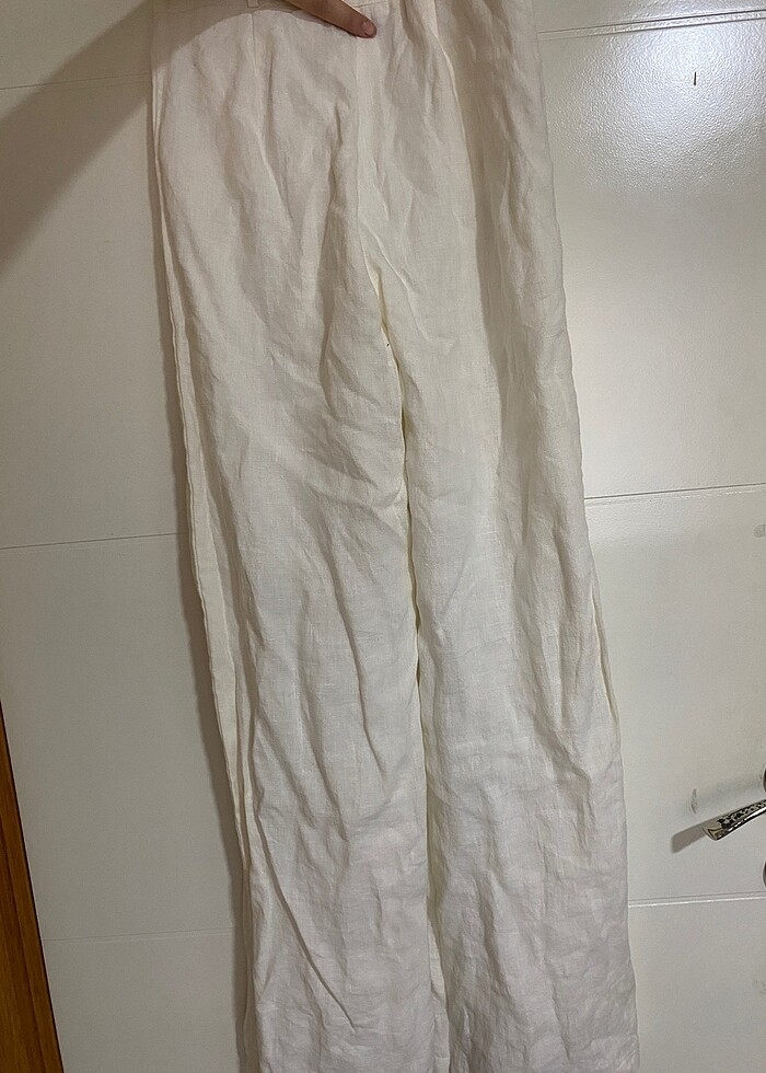 Keten Palazzo Pantolon - Görsel 3