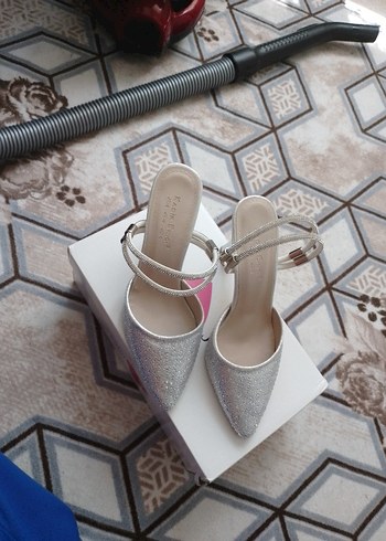 Mavi Stiletto Topuklu Abiye Ayakkabı