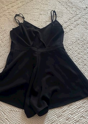 Siyah Mini İp Askılı Kadın Tulum - Görsel 2