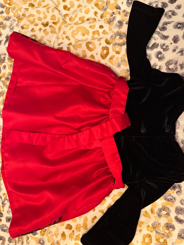 Kız Çocuk Kırmızı Nakışlı Fırfırlı Elbise - Görsel 5