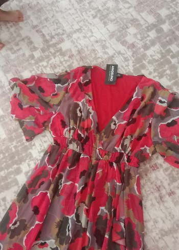 Bohem Tarzı Uzun Kırmızı Bağlamalı Hamile Tunik
