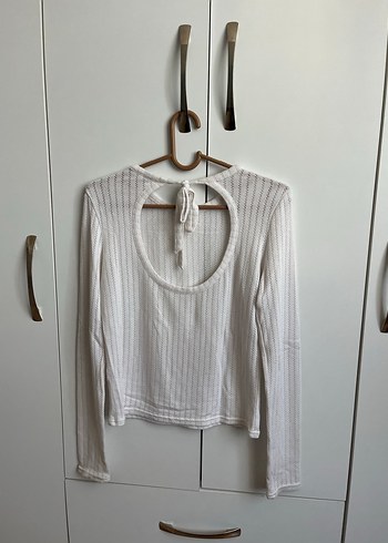 Kadın Beyaz Triko Uzun Kollu Bisiklet Yaka Kazak - Görsel 2