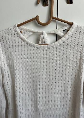 Kadın Beyaz Triko Uzun Kollu Bisiklet Yaka Kazak - Görsel 4