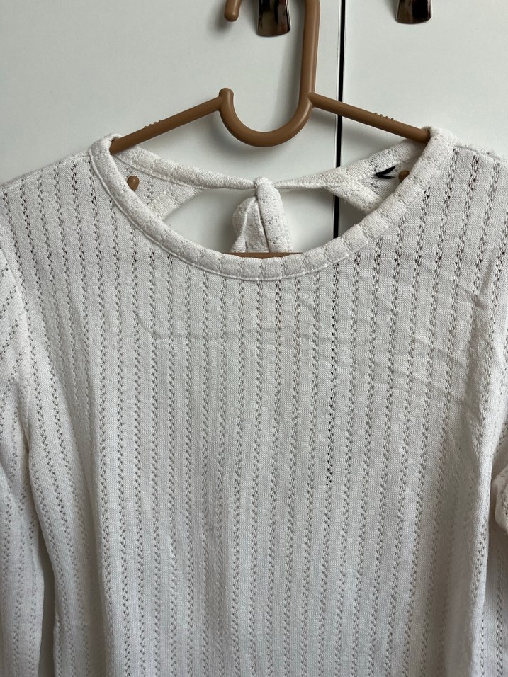 Kadın Beyaz Triko Uzun Kollu Bisiklet Yaka Kazak - Görsel 4