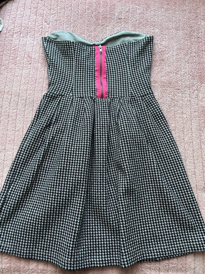 Gri Straplez Piliseli Mini Elbise - Görsel 3