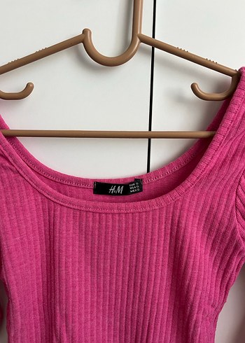 Pembe Kadın Triko Bluz, Uzun Kollu, Tek Renk - Görsel 2