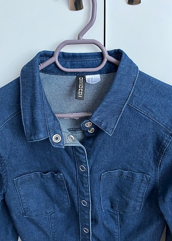 Düğmeli Koyu Mavi Kadın Denim Midi Ceket - Görsel 2
