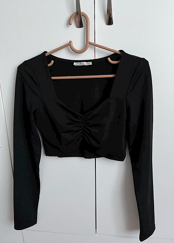 Uzun Kollu Siyah V Yaka Kadın Bluz - Görsel 2