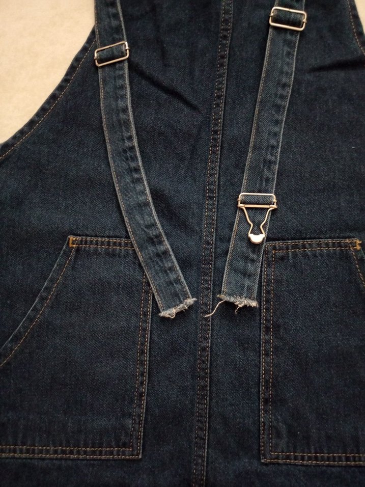 Kadın Lacivert Denim Askılı Tulum - Görsel 2