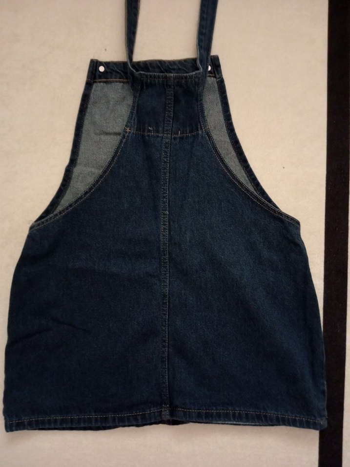 Kadın Lacivert Denim Askılı Tulum - Görsel 4