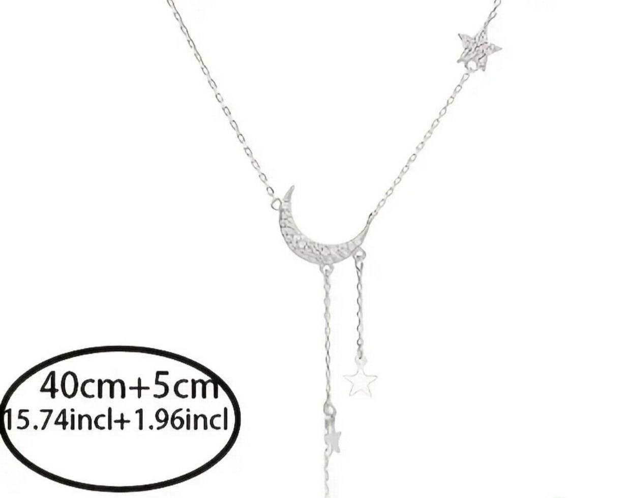 Bohem Zincir Detaylı Gri Ay ve Yıldız Kolye - Görsel 3