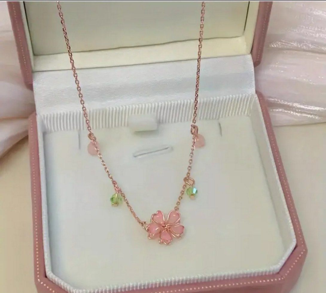 Pembe Zincir Detaylı Nakışlı Bohem Midi Kolye - Görsel 3