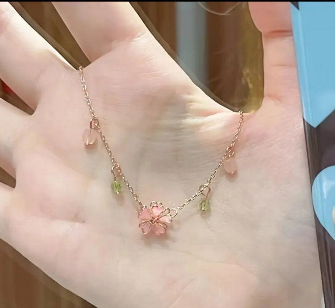 Pembe Zincir Detaylı Nakışlı Bohem Midi Kolye - Görsel 4